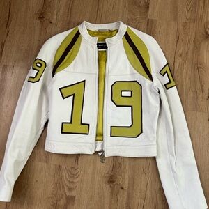 Donald J. Pliner White and green Varsity Jacket